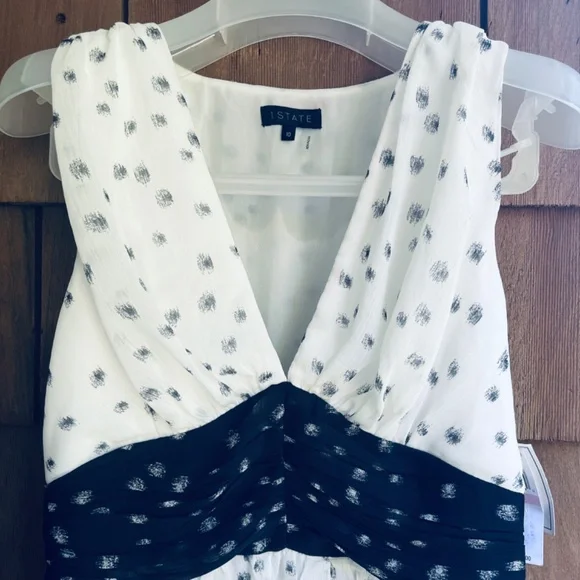 1.state Womens Colorblocked Tiered Maxi Dress New Ivory Dark Indigo Size 10 NWT - Picture 8 of 17